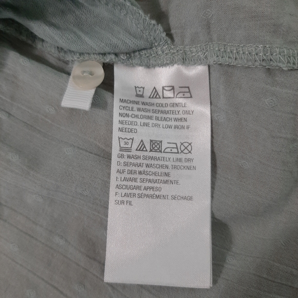 Logo Lavish Shirt Blouse Swiss Dot Green Embroidered Buttoned Women's Size S - Picture 9 of 14